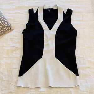 White House Black Market Black and White V-Neck Tank Top